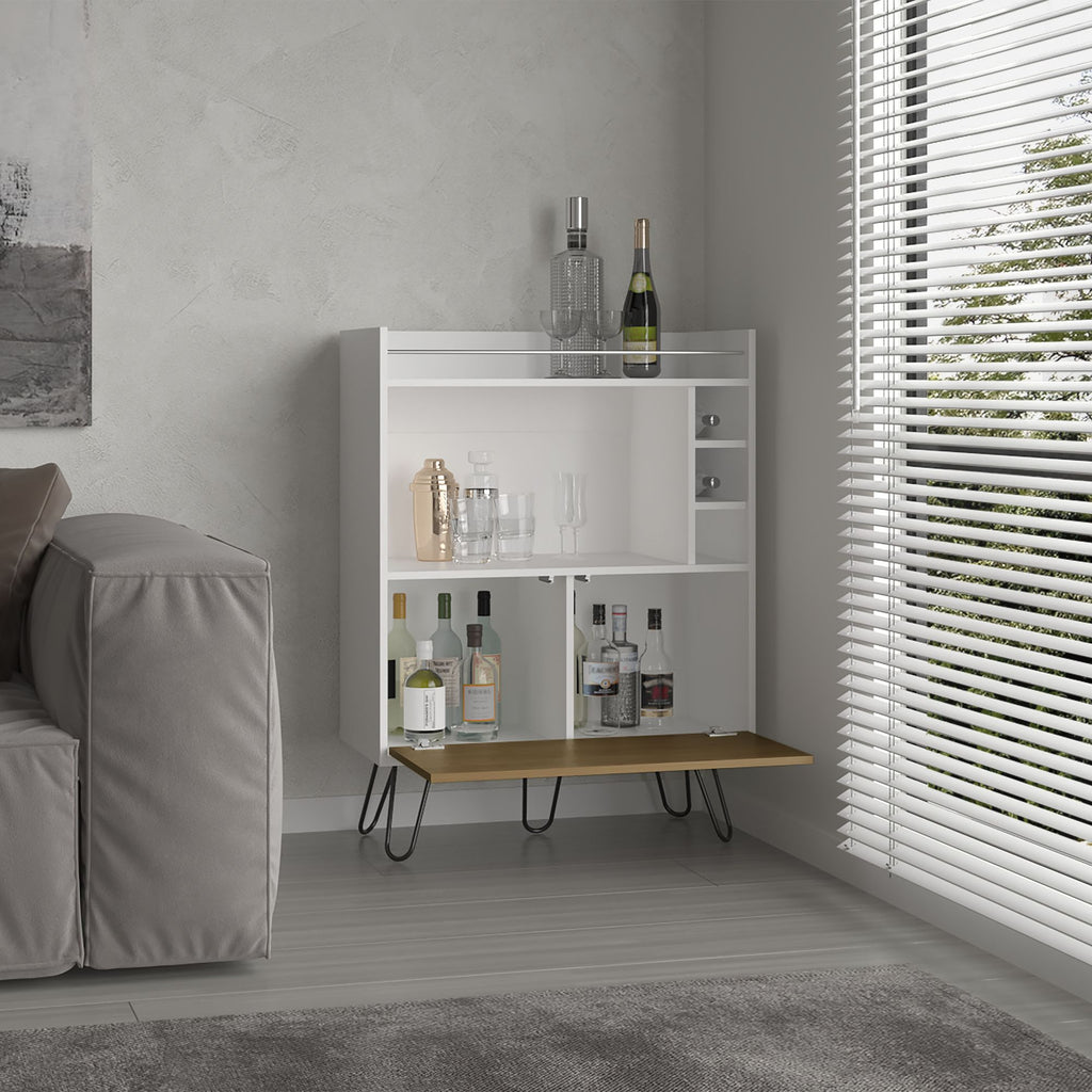 Tori One-Door Bar Cabinet with Railed Prep Top