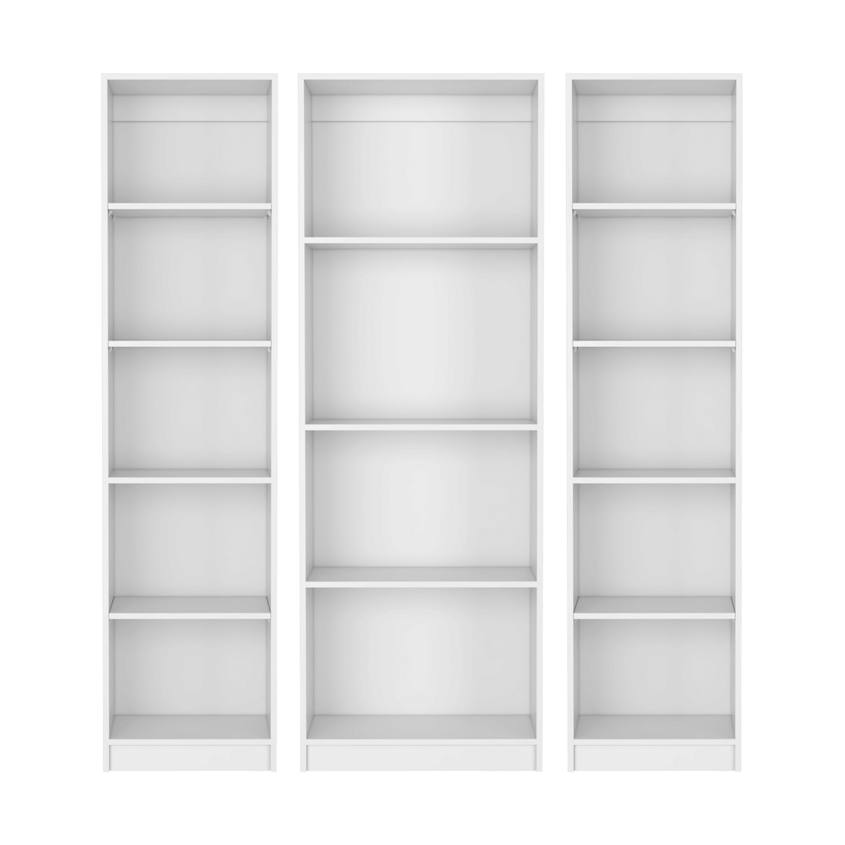 Torrey 3-Piece Living Room Set with 3 White Bookcases