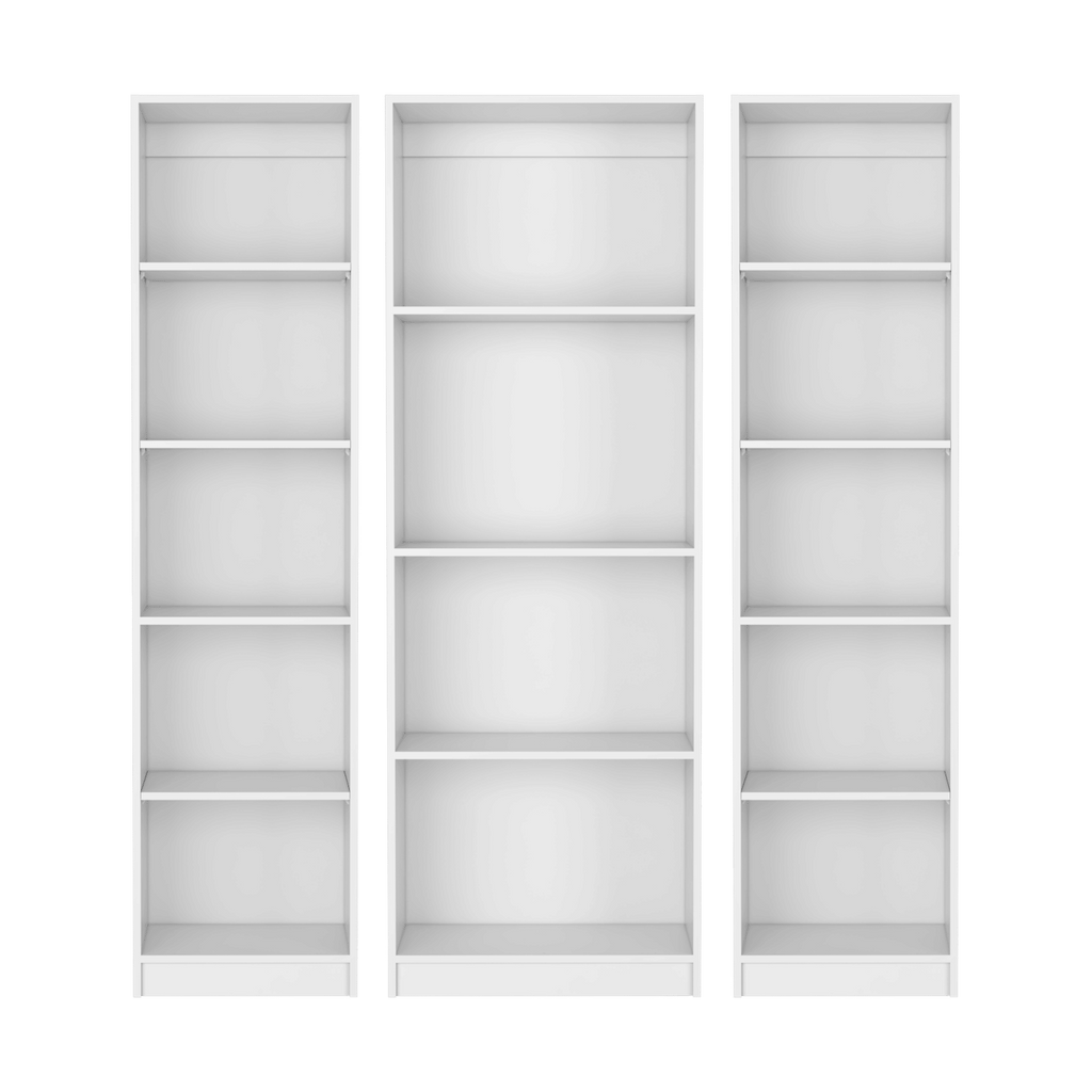 Torrey 3-Piece Living Room Set with 3 White Bookcases