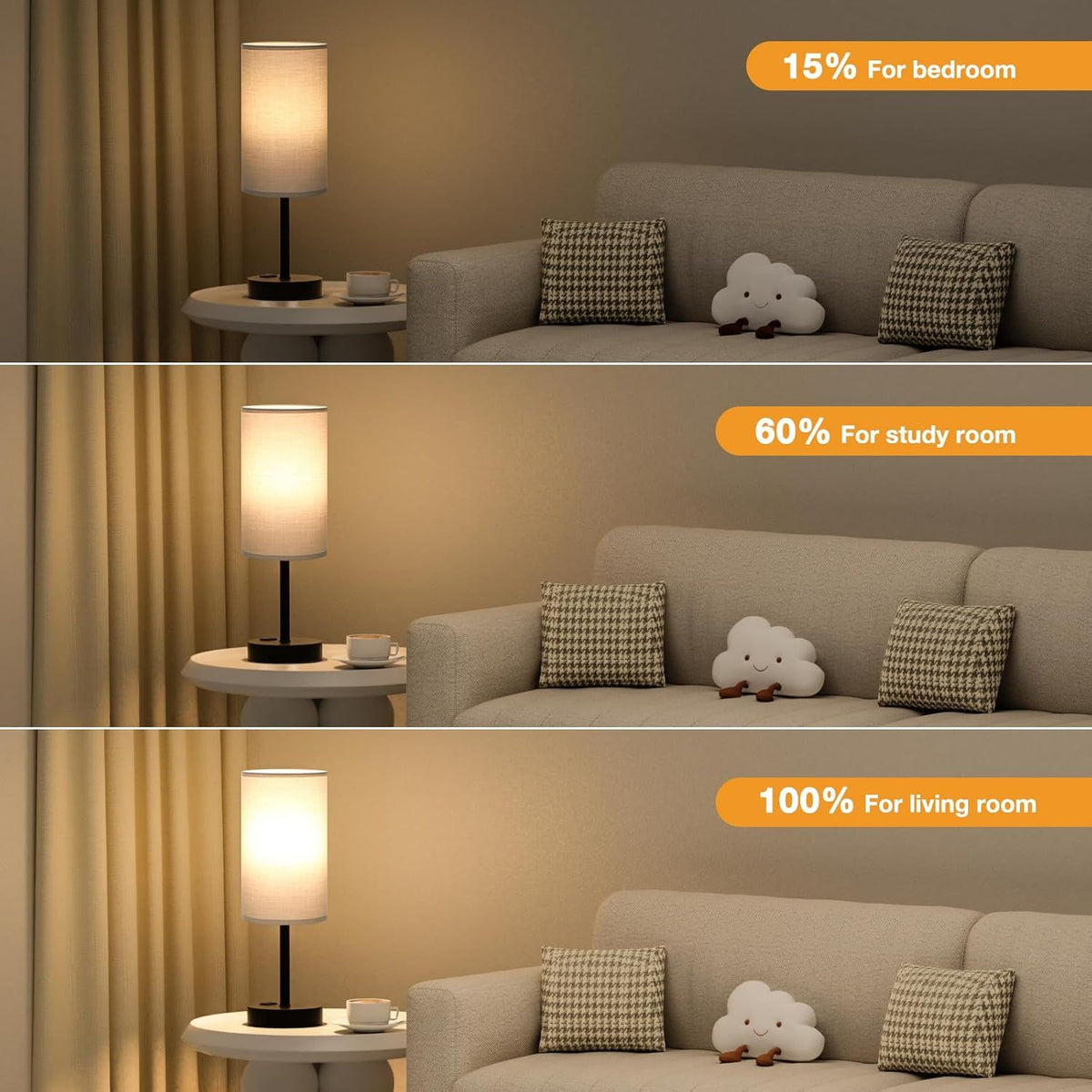 Gray Touch Lamp with Dimming and Charging