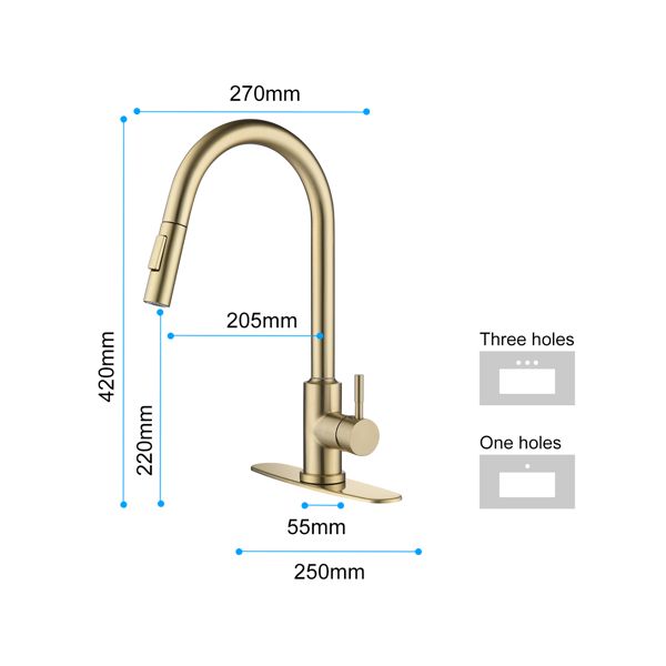 Touch Kitchen Faucet with Pull Down Sprayer in Brushed Gold