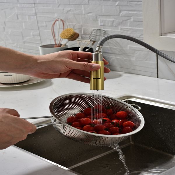 Touch Kitchen Faucet with Pull Down Sprayer in Brushed Gold