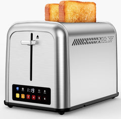 Touch Screen Toaster 2 Slice Retro Stainless Steel,Best Prime 2 Slice Toaster Wide Solt with 6 Shade
