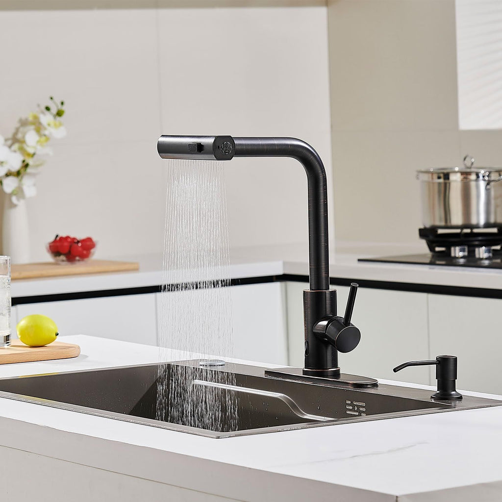 Touchless Waterfall Kitchen Faucet with Pull-Down Sprayer