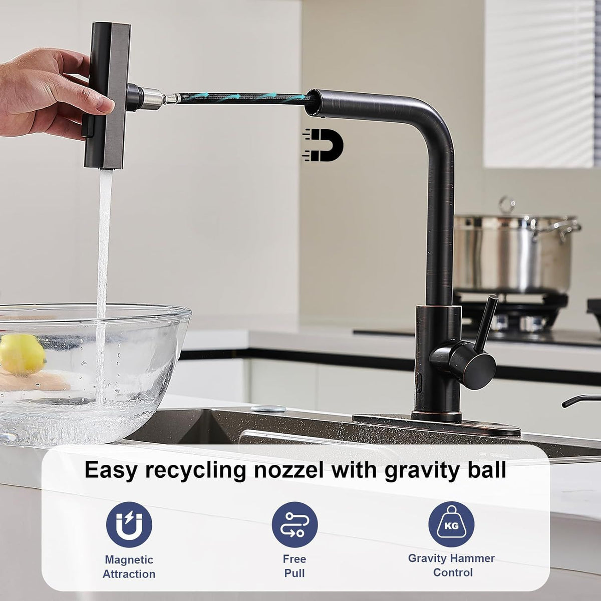 Touchless Waterfall Kitchen Faucet with Pull-Down Sprayer