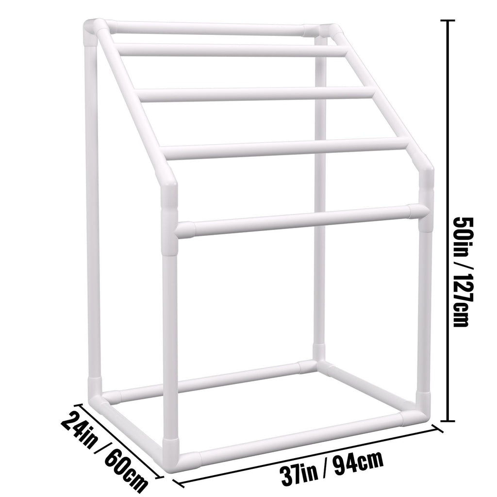 Freestanding Pool Towel Rack with Clips, Hook, and Mesh Bag