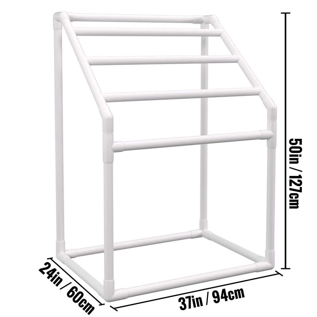 Freestanding Pool Towel Rack with Clips, Hook, and Mesh Bag