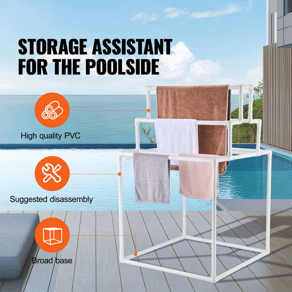 Freestanding Multi-Bar Towel Rack for Poolside or Bathroom