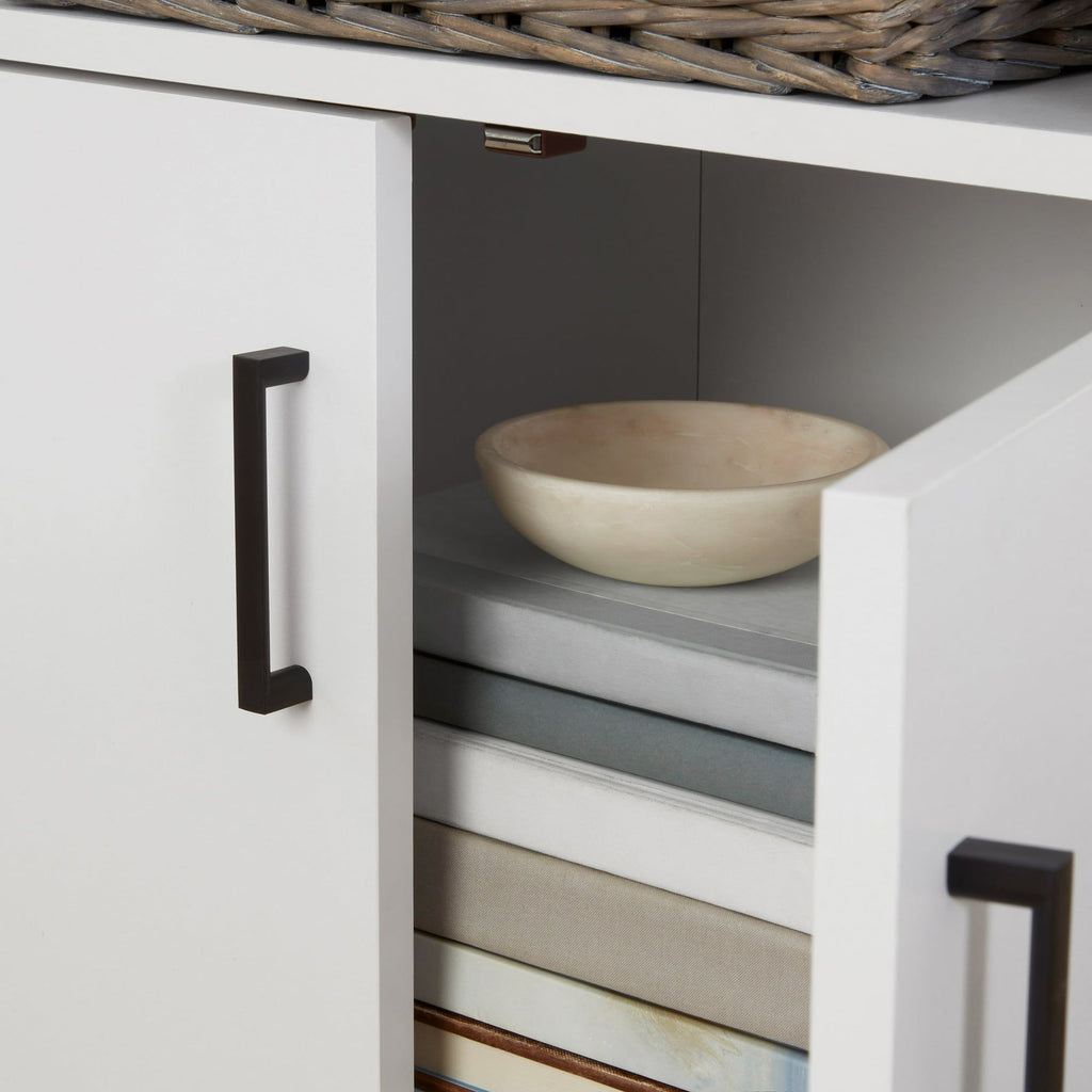 Traditional Bookcase with Doors – Soft White Finish for Versatile Home Storage