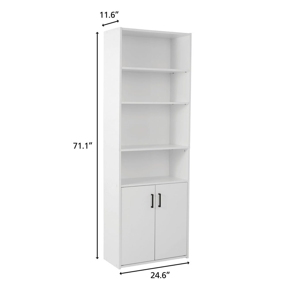 Traditional Bookcase with Doors – Soft White Finish for Versatile Home Storage