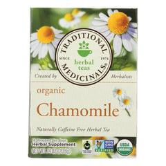 Traditional Medicinals Organic Chamomile Herbal Tea - Caffeine Free (Case of 6, 16 Bags)