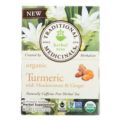 Traditional Medicinals Organic Herbal Tea – Turmeric, Meadowsweet & Ginger – 16 Count (Case of 6)