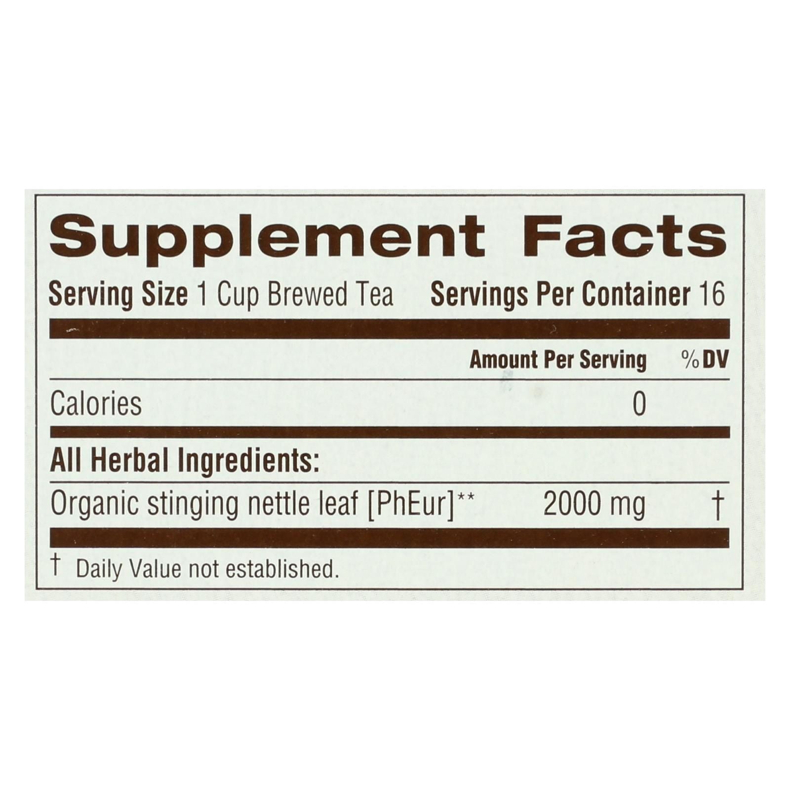 Organic Nettle Leaf Herbal Tea, 16 Bags - Case of 6