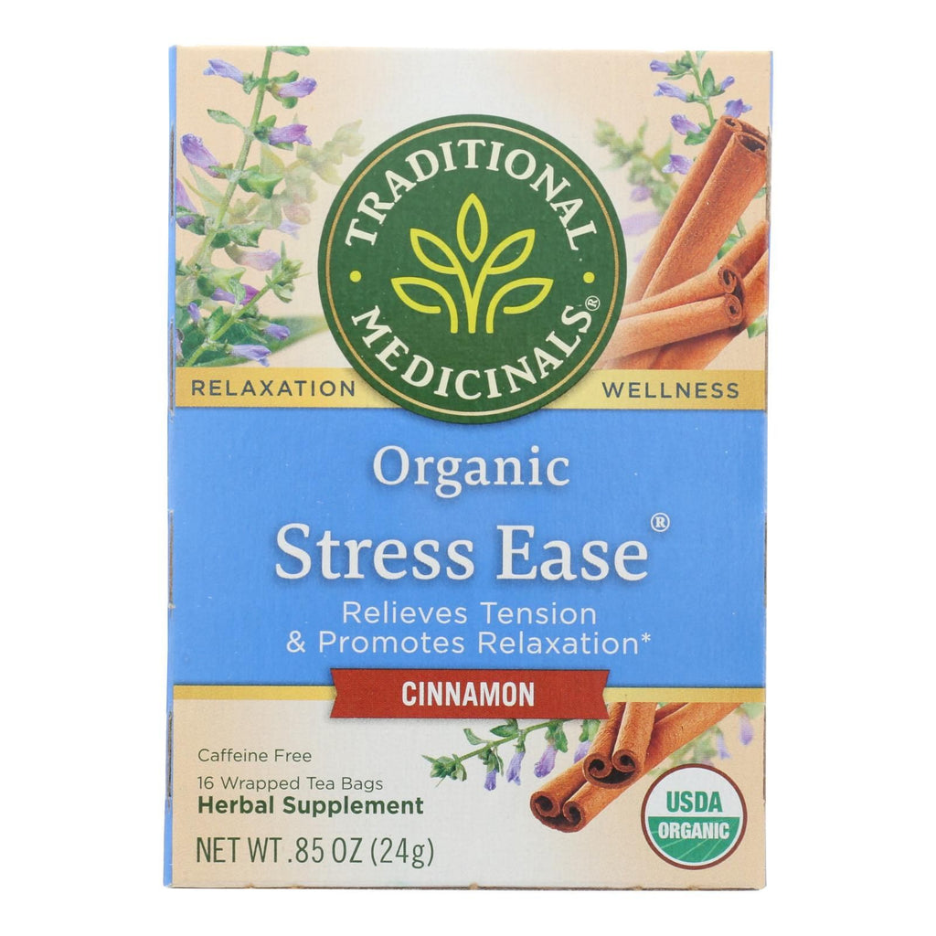 Traditional Medicinals Stress Ease Cinnamon Herbal Tea, Case of 6