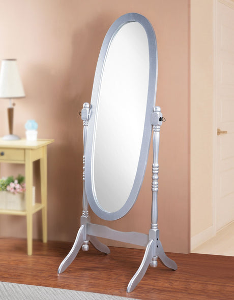 Traditional Queen Anna Style Silver Cheval Mirror for Full-Body Reflection