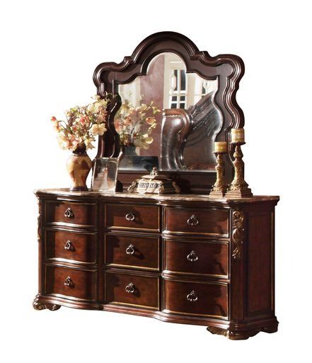 Traditional Dark Walnut Multi-Drawer Dresser