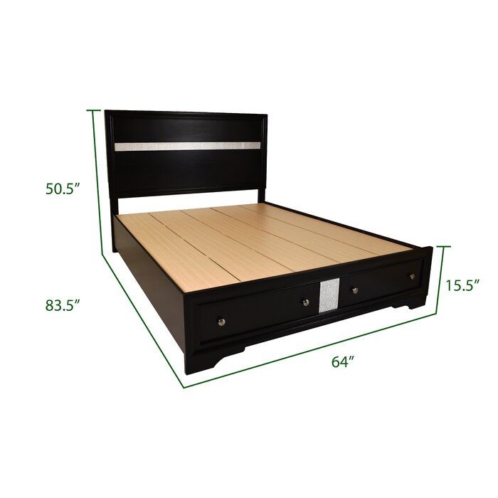 Traditional Style Queen Bed with Built-In Drawers and Elegant Headboard