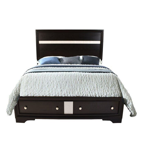 Traditional Style Queen Bed with Built-In Drawers and Elegant Headboard