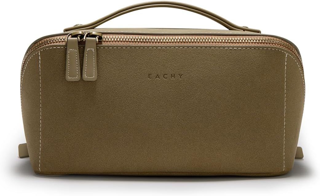 Travel Makeup Bag with Divider and Handle – Opens Flat
