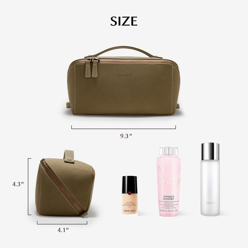 Travel Makeup Bag with Divider and Handle – Opens Flat