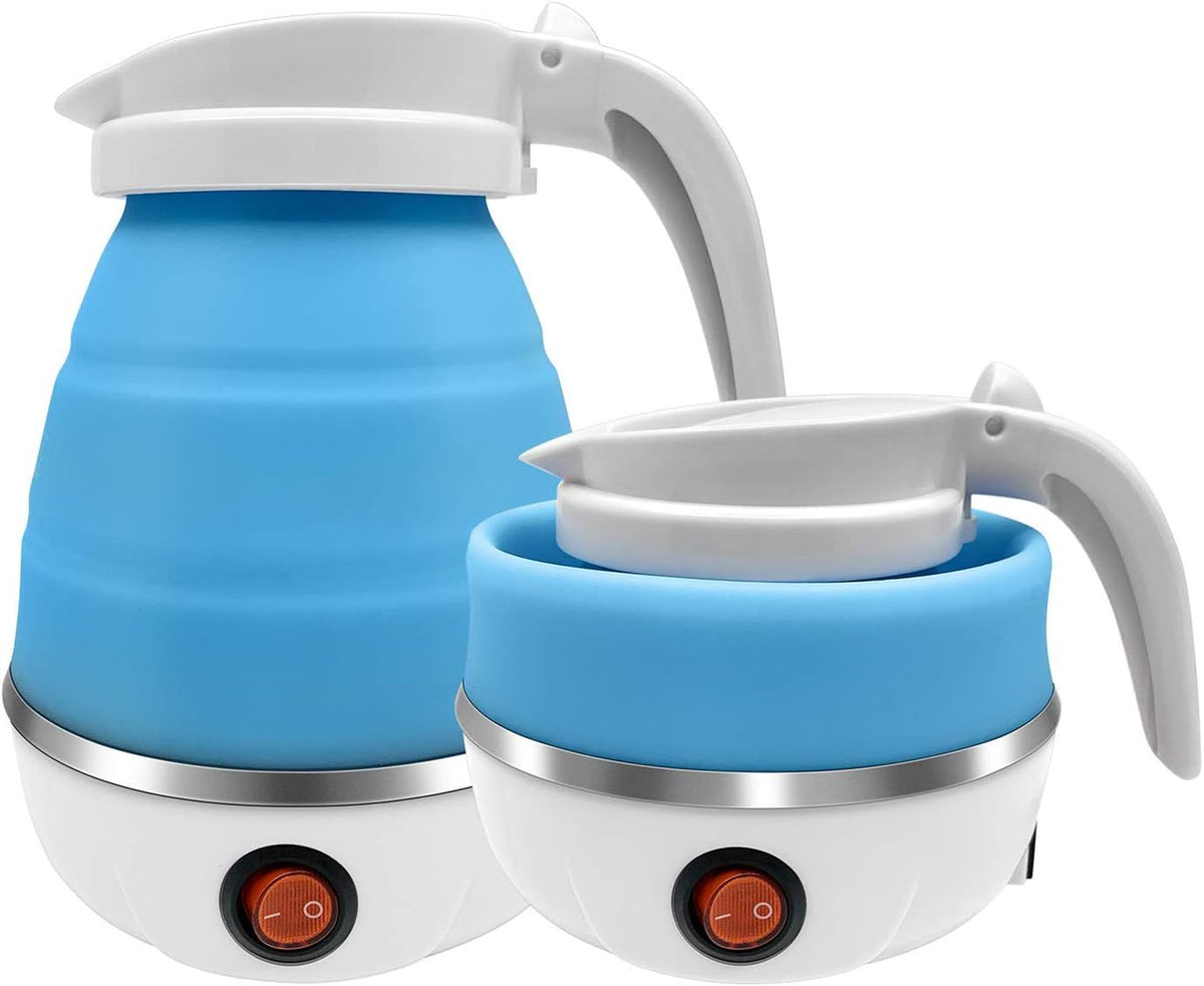 Blue Portable Foldable Electric Kettle for Travel Coffee and Tea