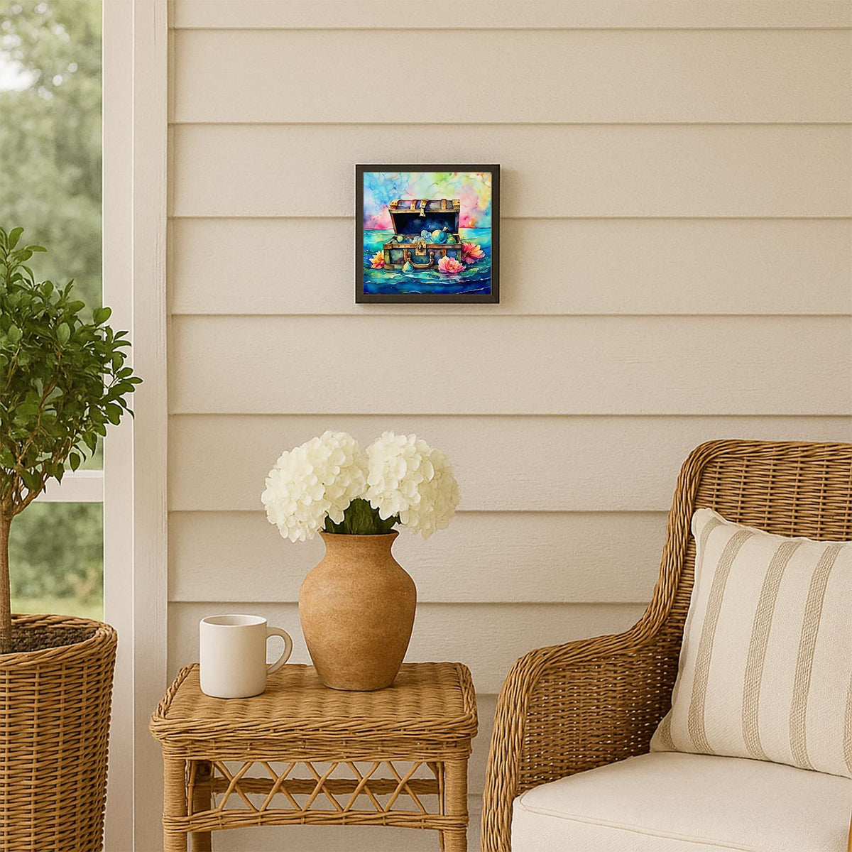 Treasure Chest Framed Metal Wall Art