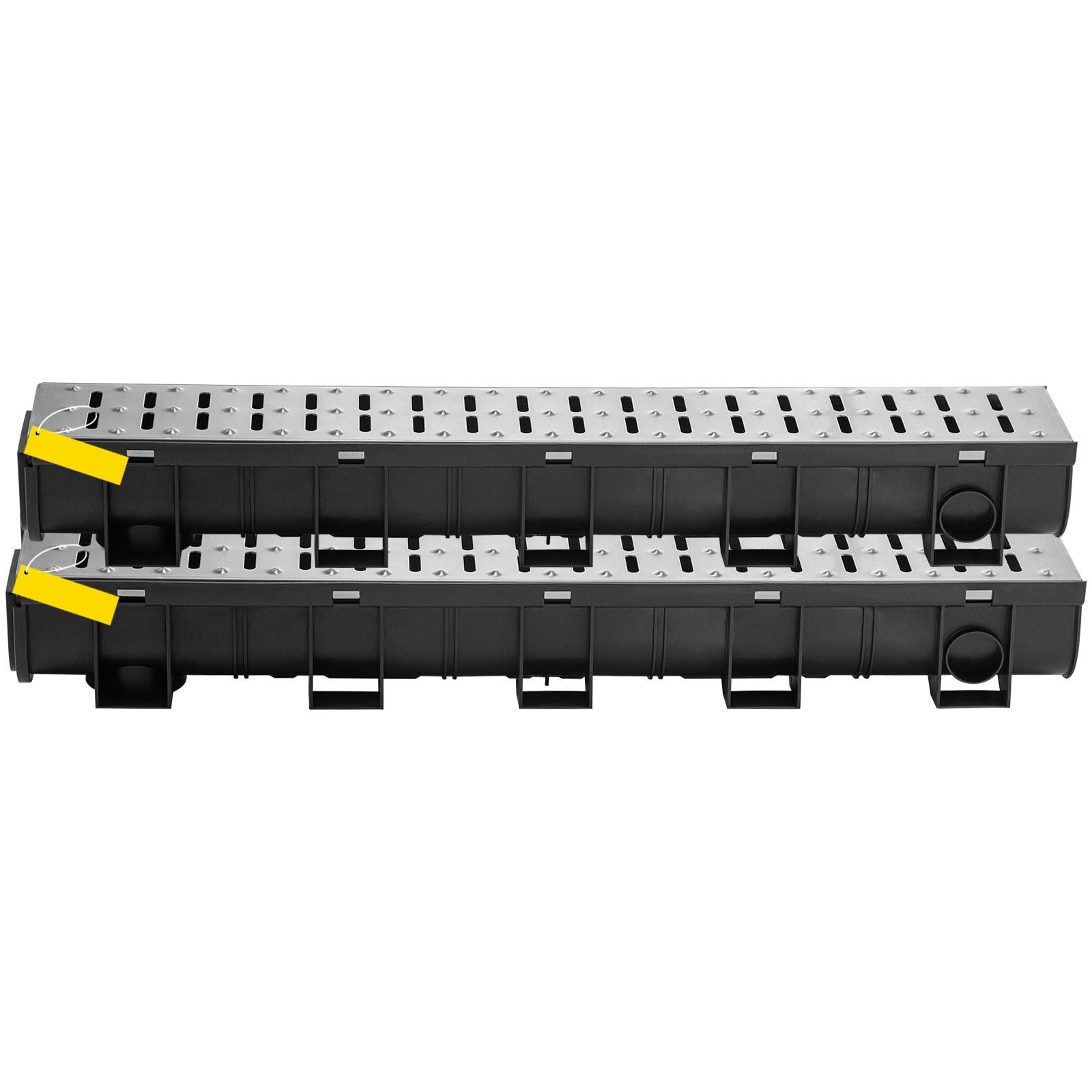Commercial Grade Trench Drain System with Metal Grate - 3 Pack
