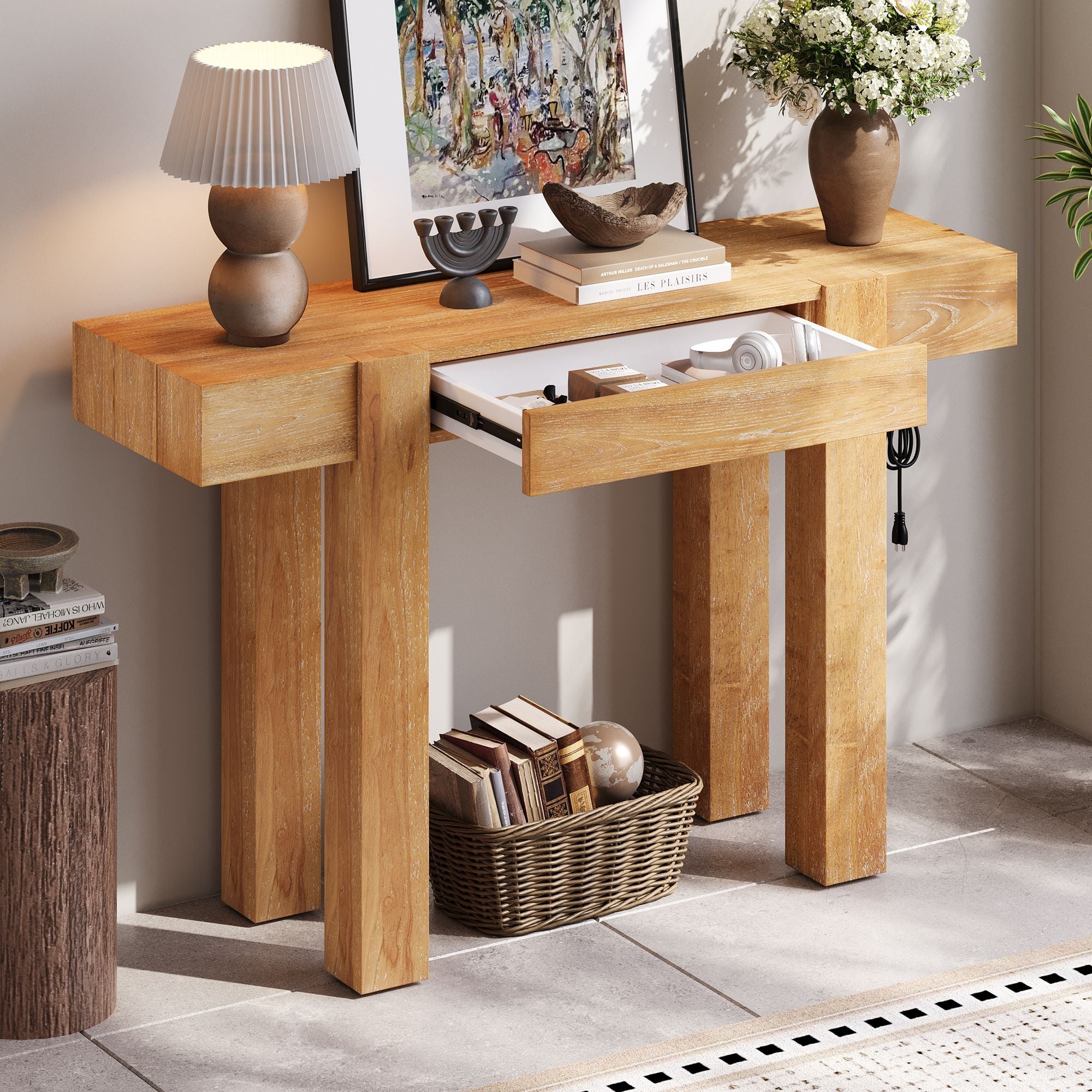 Rustic Minimalist Console Table with Natural Character