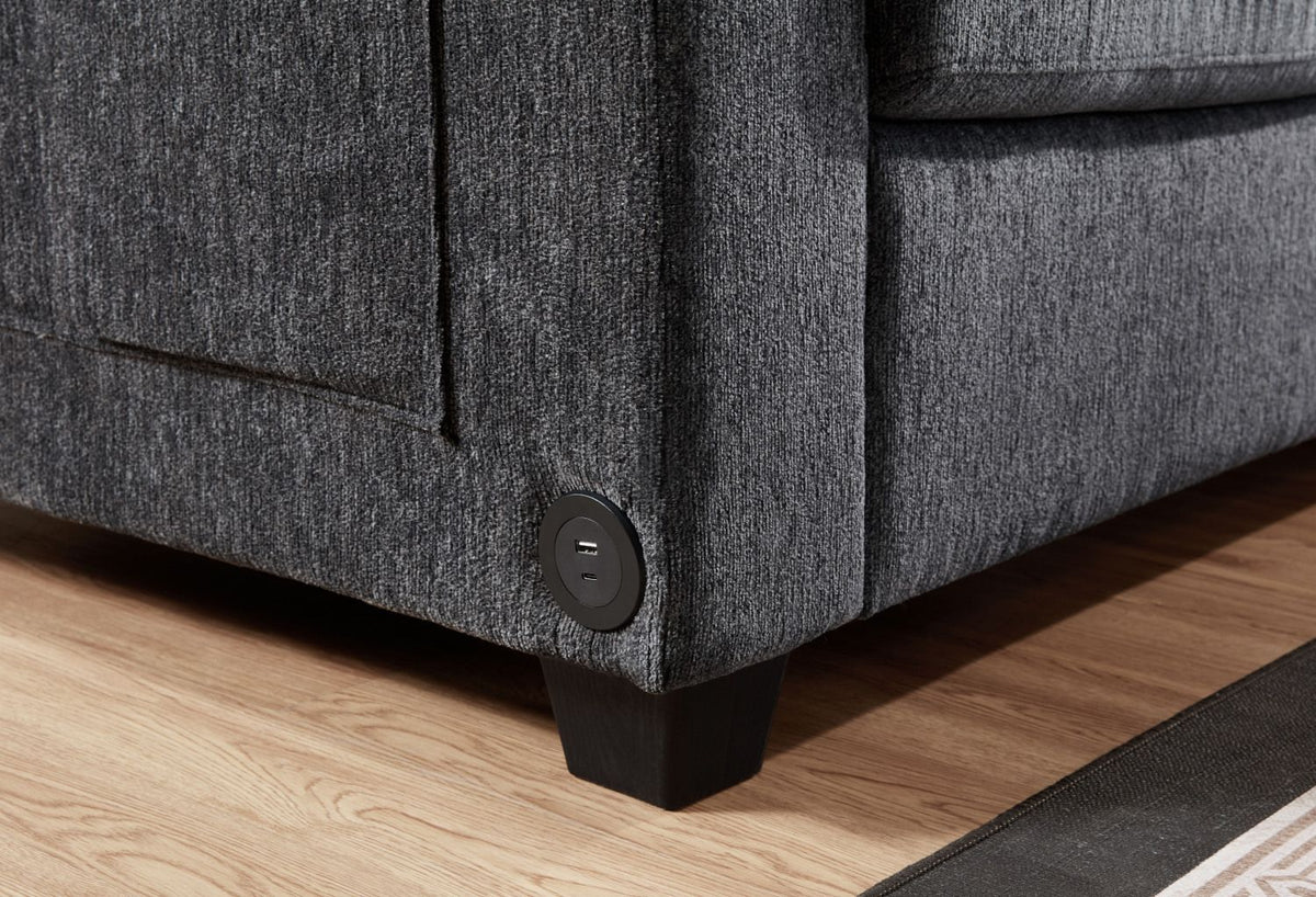 Trey Gray Sectional with Charging and Storage Ottoman