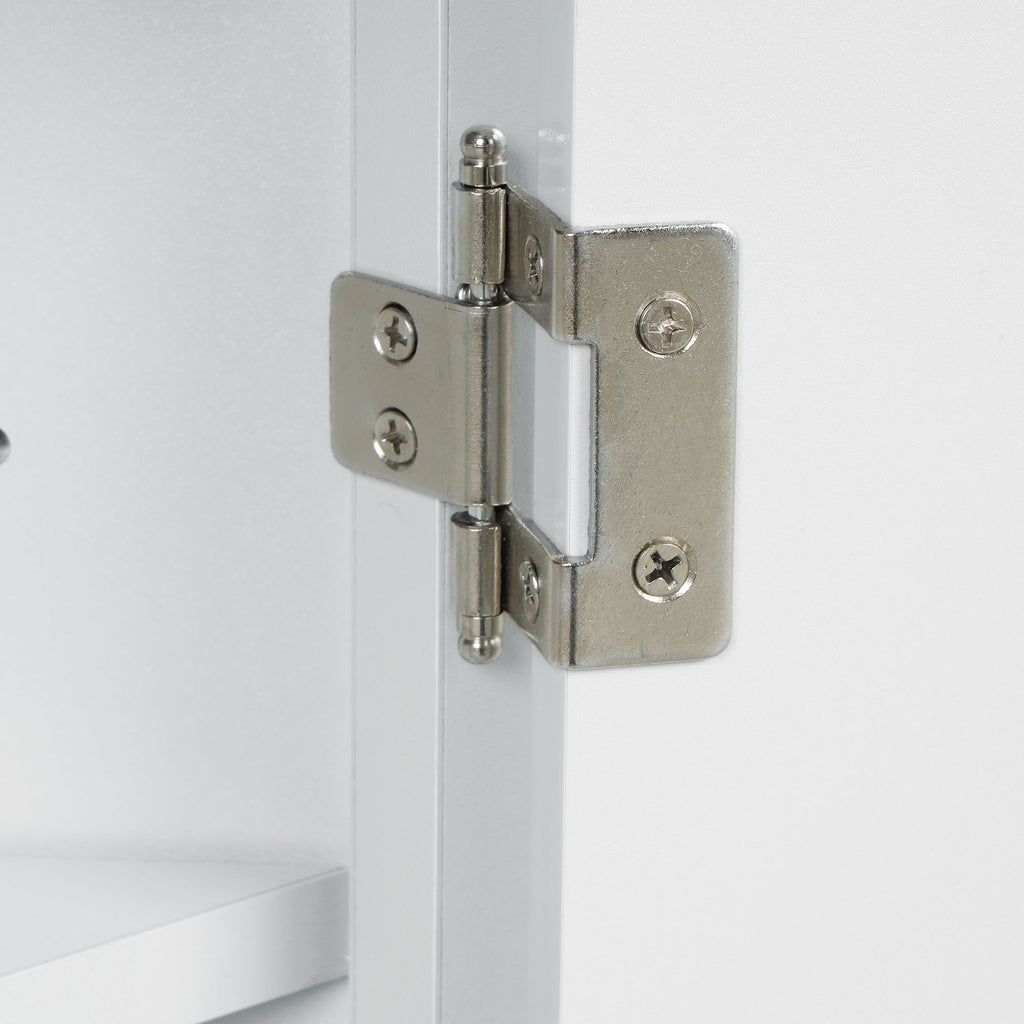 Triangle Corner Bathroom Cabinet with Adjustable Shelves and Brushed Nickel Knobs