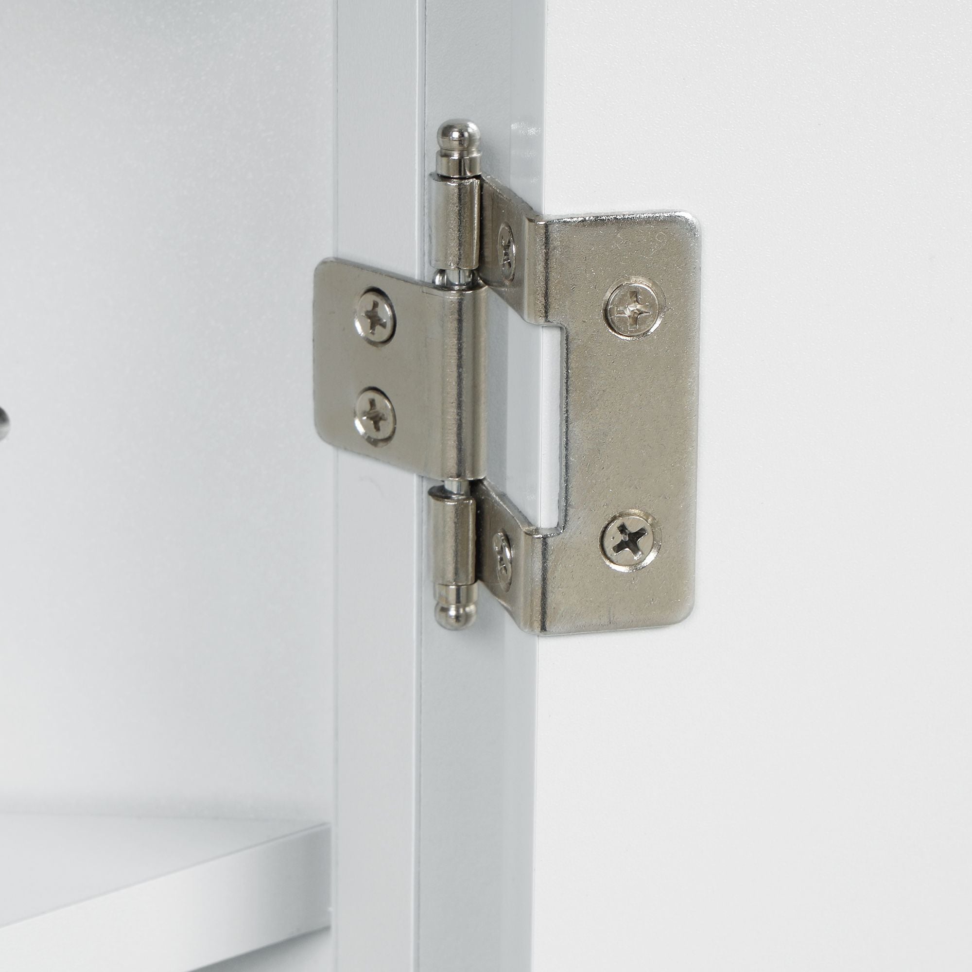 Triangle Corner Bathroom Cabinet with Adjustable Shelves and Brushed Nickel Knobs