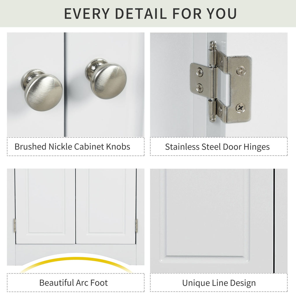 Triangle Corner Bathroom Cabinet with Adjustable Shelves and Brushed Nickel Knobs