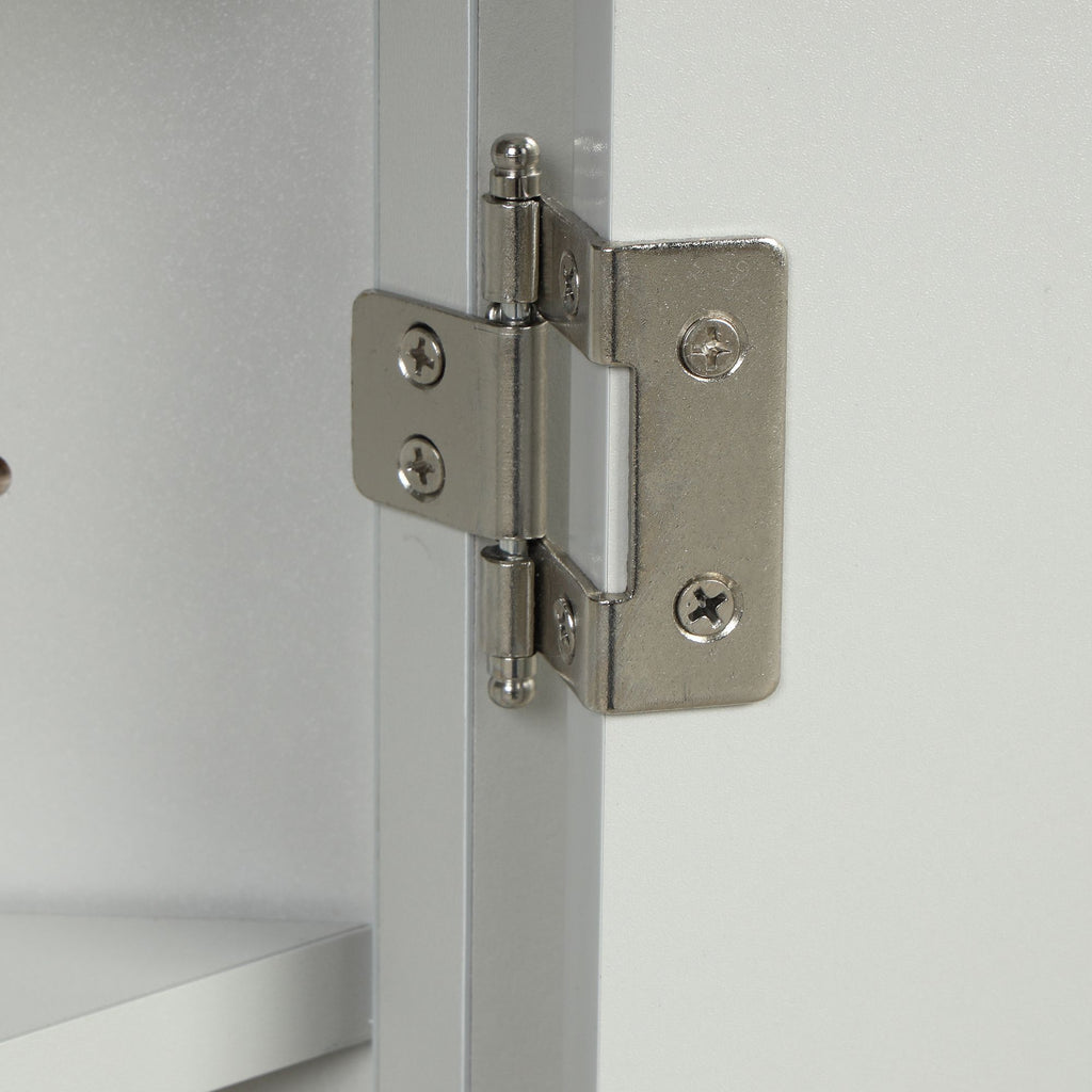Triangle Corner Bathroom Cabinet with Adjustable Shelves and Brushed Nickel Knobs