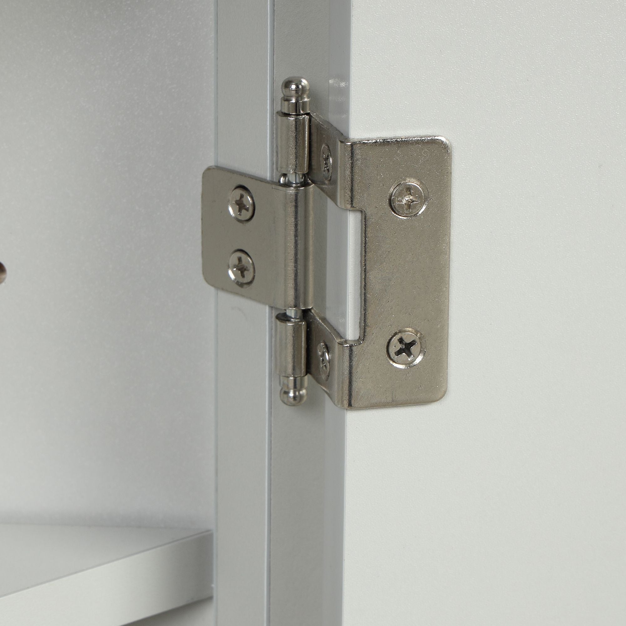 Triangle Corner Bathroom Cabinet with Adjustable Shelves and Brushed Nickel Knobs