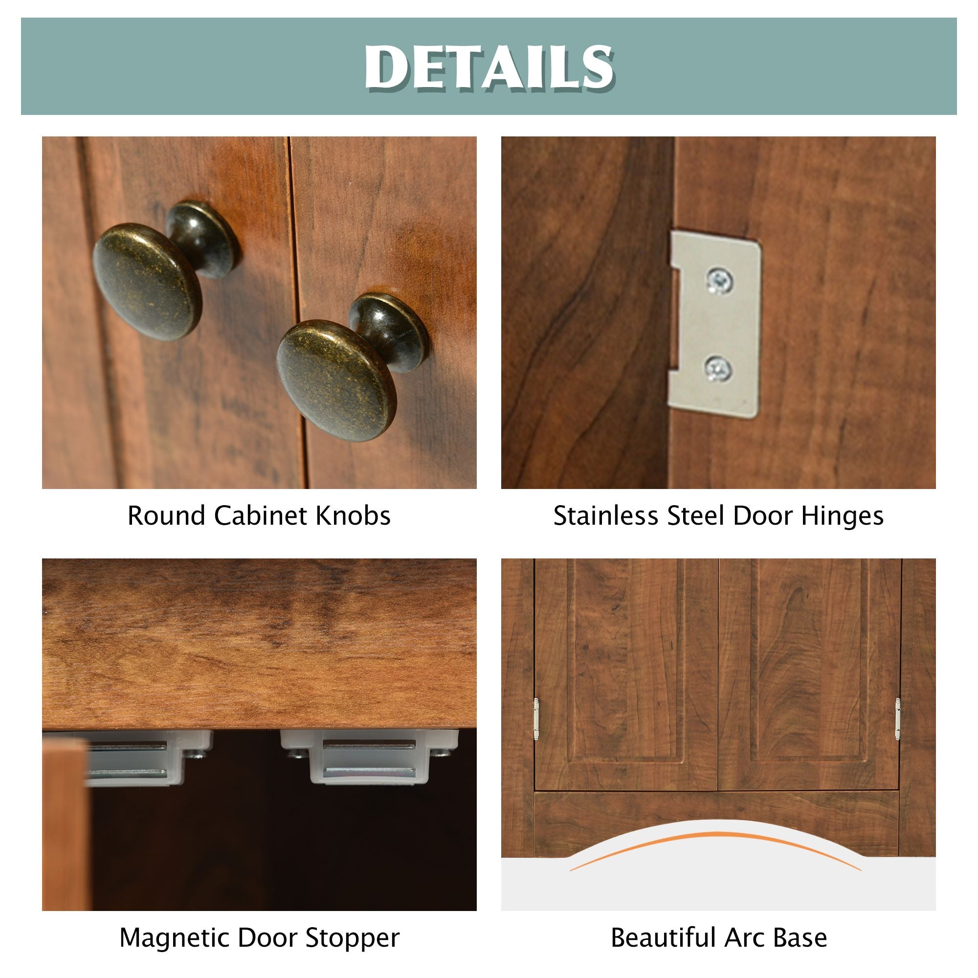 Triangle Corner Bathroom Cabinet with Adjustable Shelves and Brushed Nickel Knobs