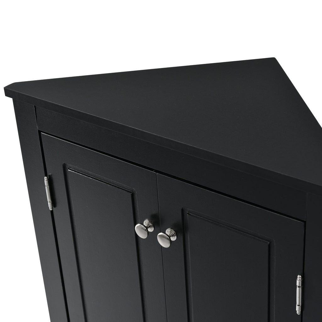 Triangle Bathroom Storage Cabinet with Adjustable Shelves – Freestanding Corner Cabinet