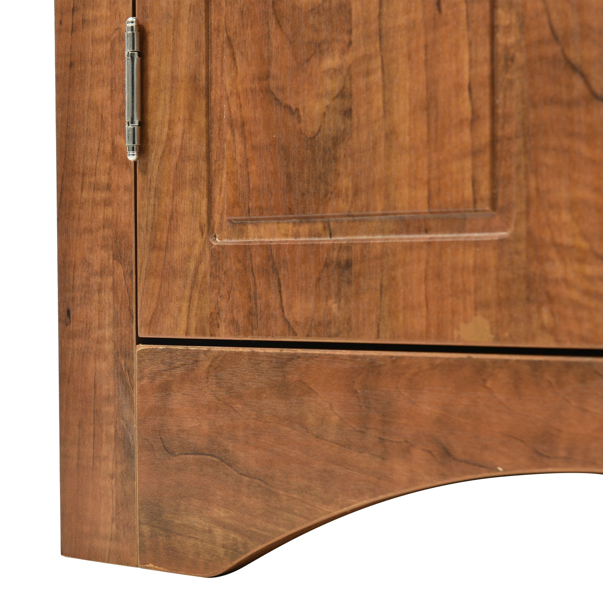 Triangle Corner Bathroom Cabinet with Adjustable Shelves and Brushed Nickel Knobs