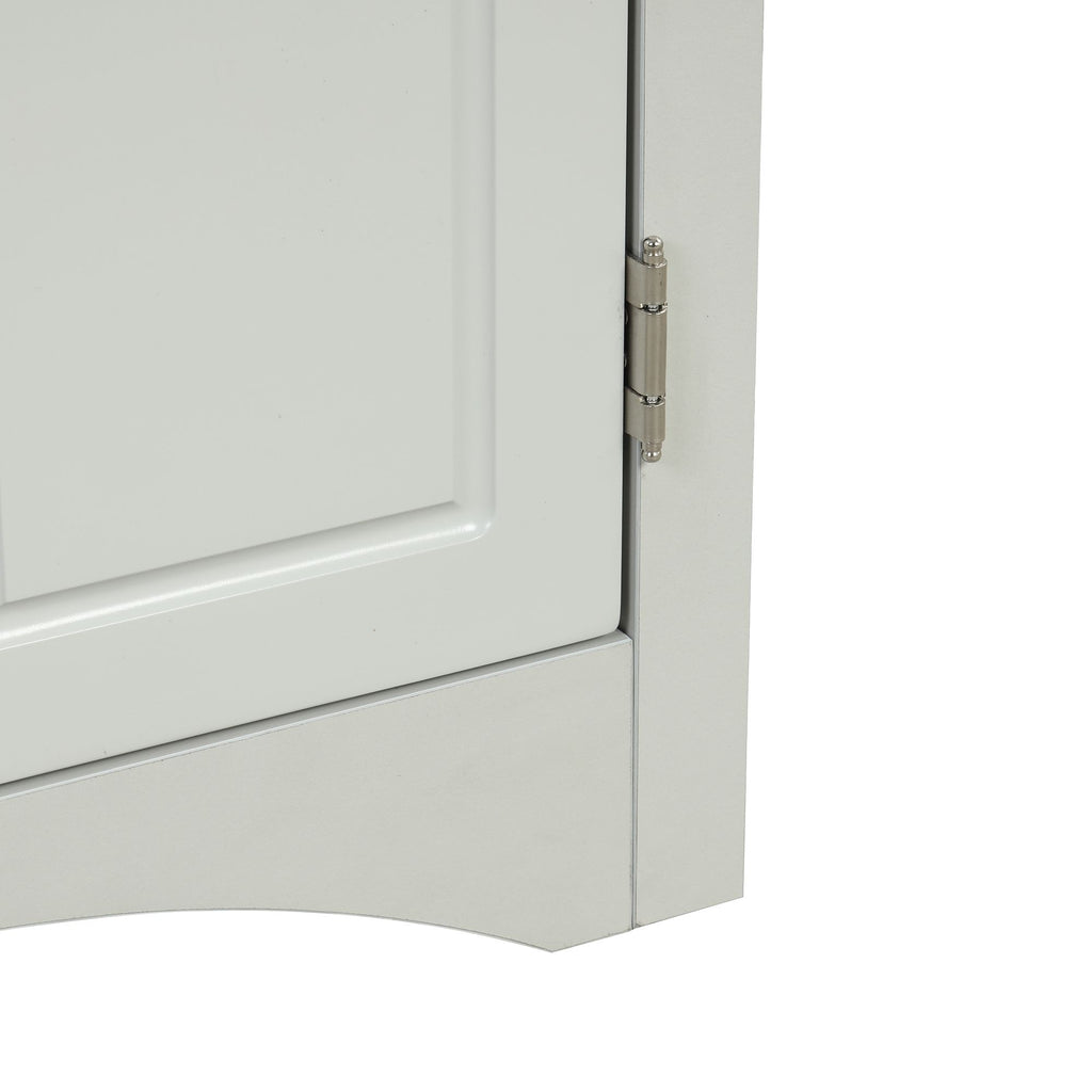 Triangle Corner Bathroom Cabinet with Adjustable Shelves and Brushed Nickel Knobs