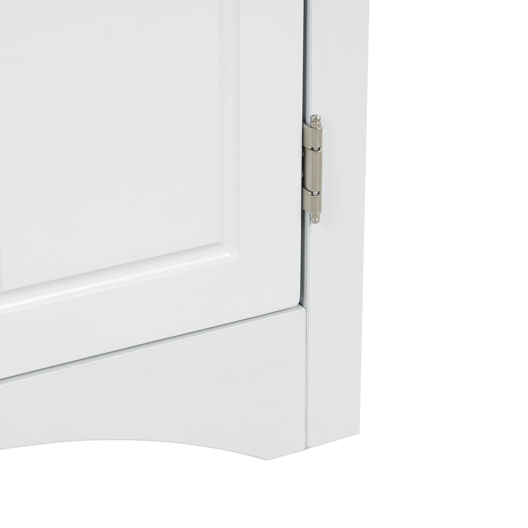 Triangle Corner Bathroom Cabinet with Adjustable Shelves and Brushed Nickel Knobs