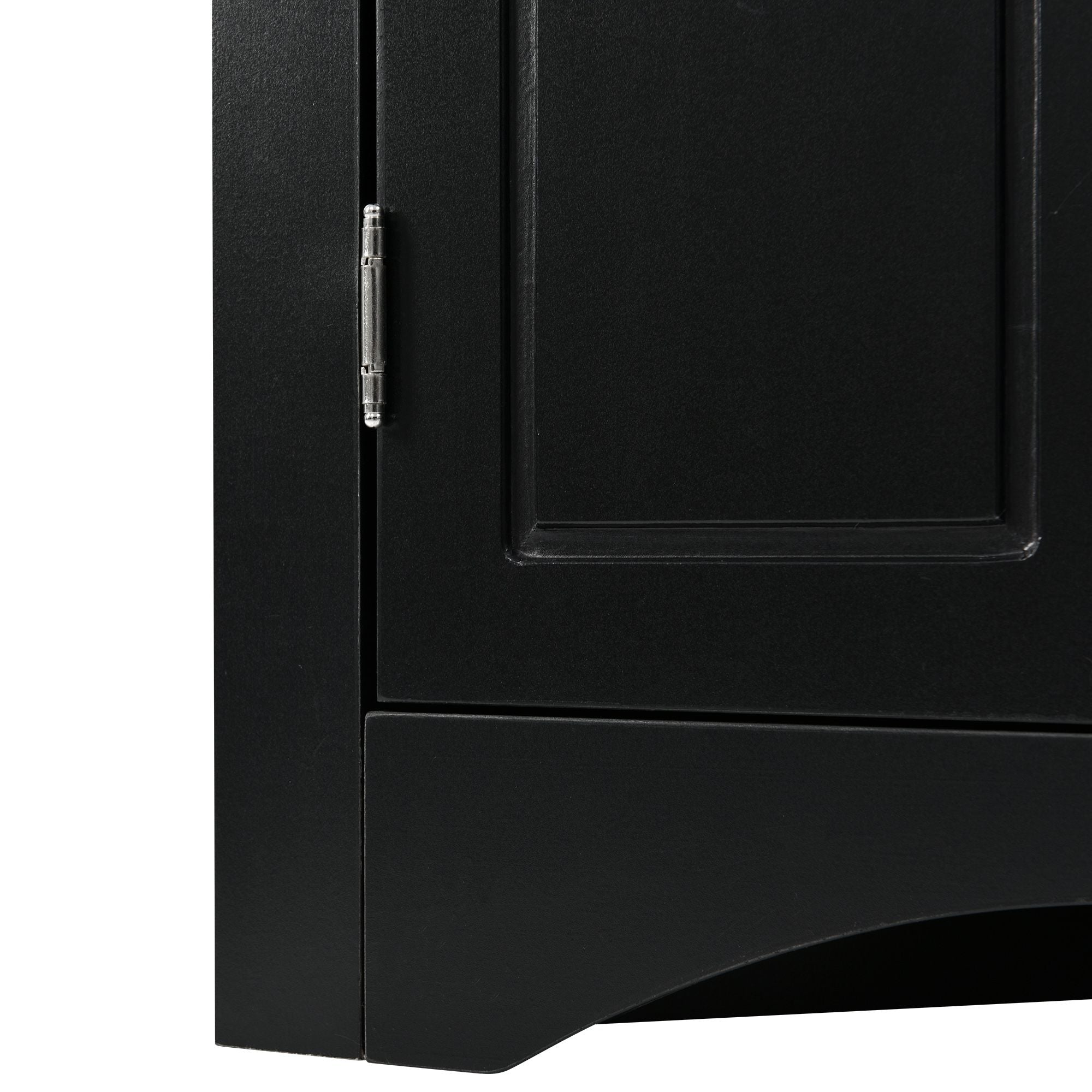 Triangle Corner Bathroom Cabinet with Adjustable Shelves and Brushed Nickel Knobs