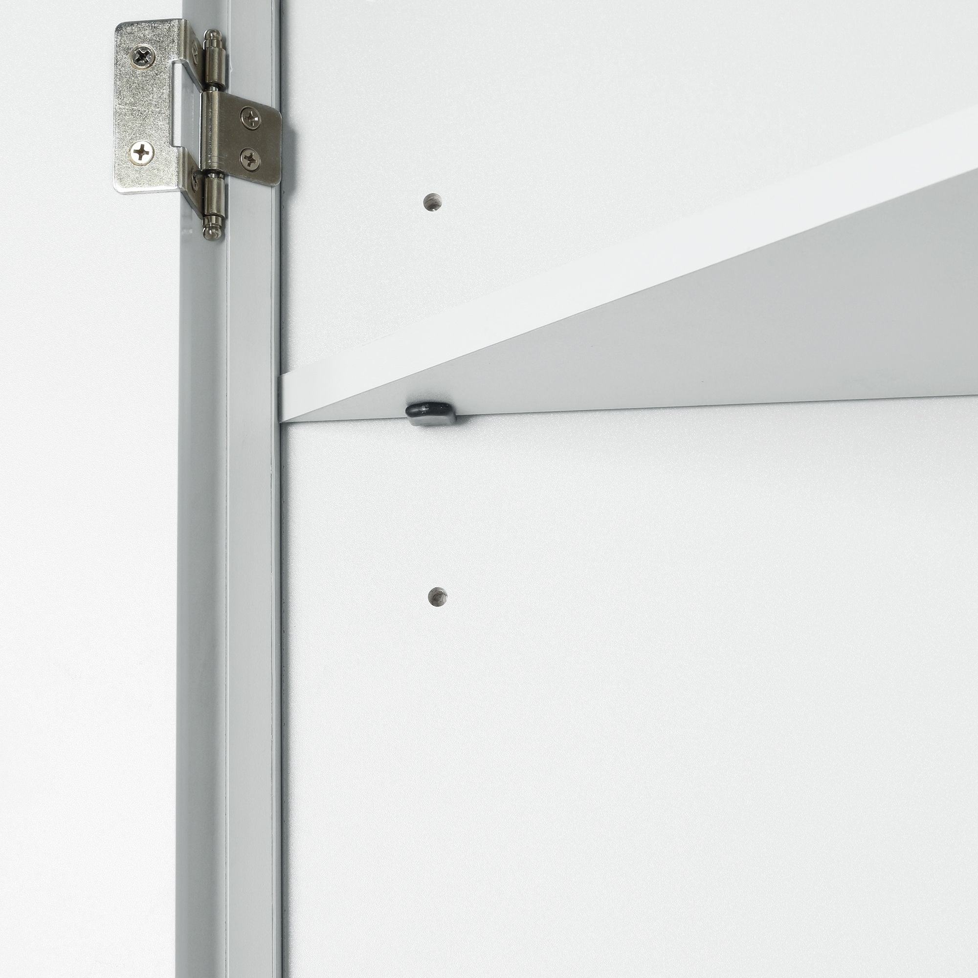 Triangle Corner Bathroom Cabinet with Adjustable Shelves and Brushed Nickel Knobs