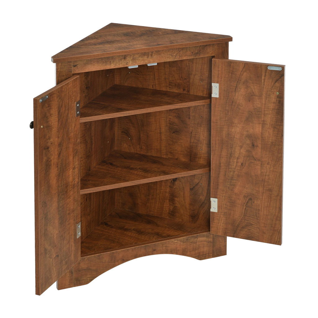 Triangle Corner Bathroom Cabinet with Adjustable Shelves and Brushed Nickel Knobs