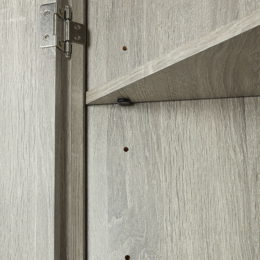 Triangle Corner Bathroom Cabinet with Adjustable Shelves and Brushed Nickel Knobs