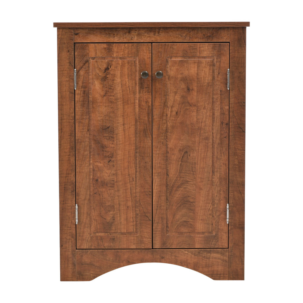 Triangle Corner Bathroom Cabinet with Adjustable Shelves and Brushed Nickel Knobs