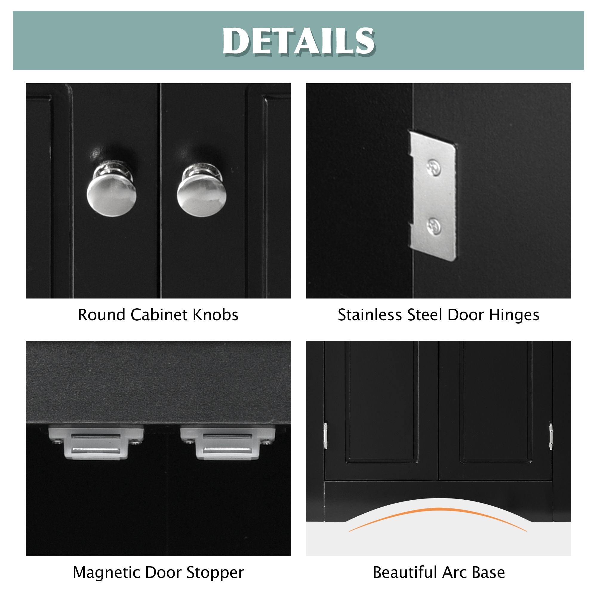 Triangle Corner Bathroom Cabinet with Adjustable Shelves and Brushed Nickel Knobs