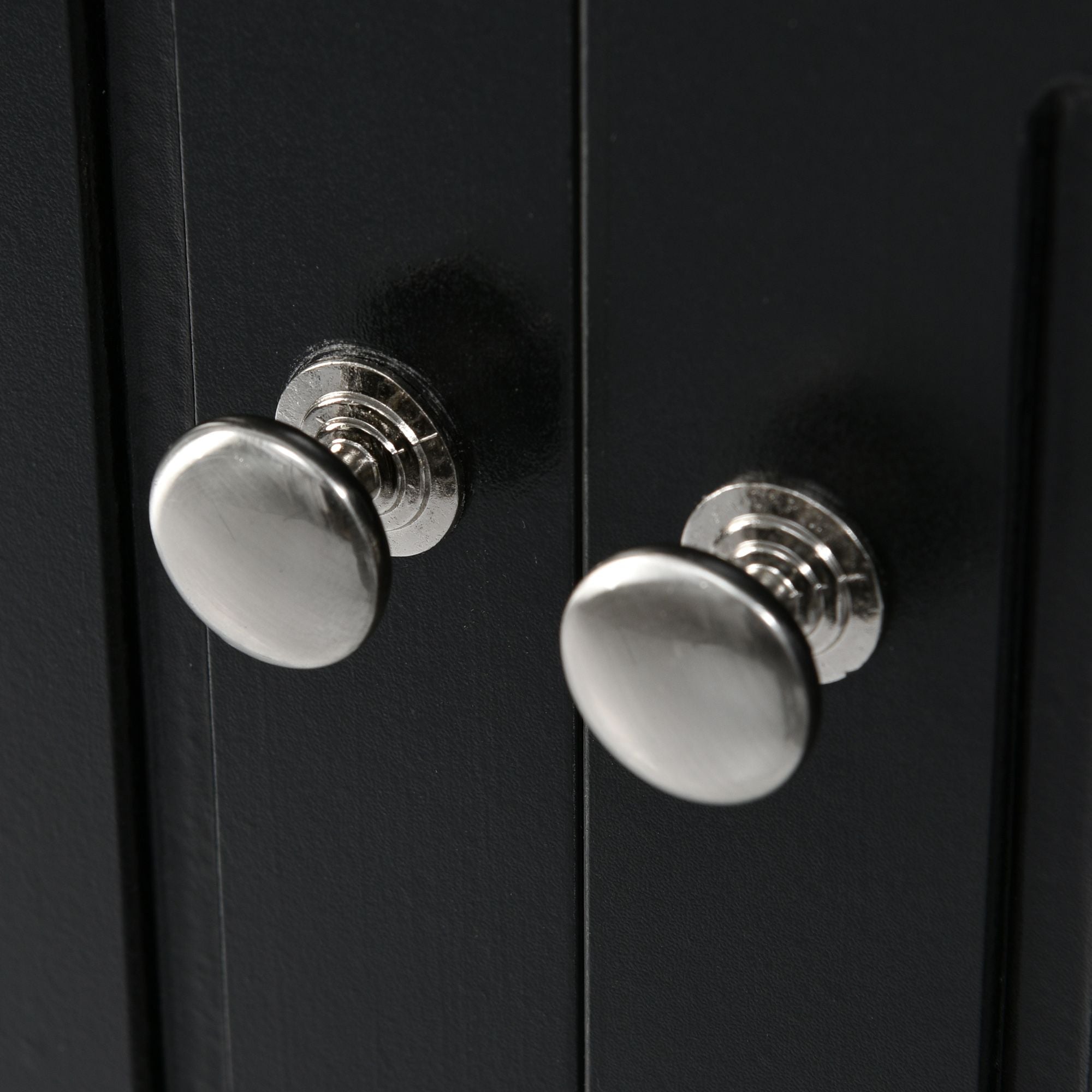 Triangle Corner Bathroom Cabinet with Adjustable Shelves and Brushed Nickel Knobs