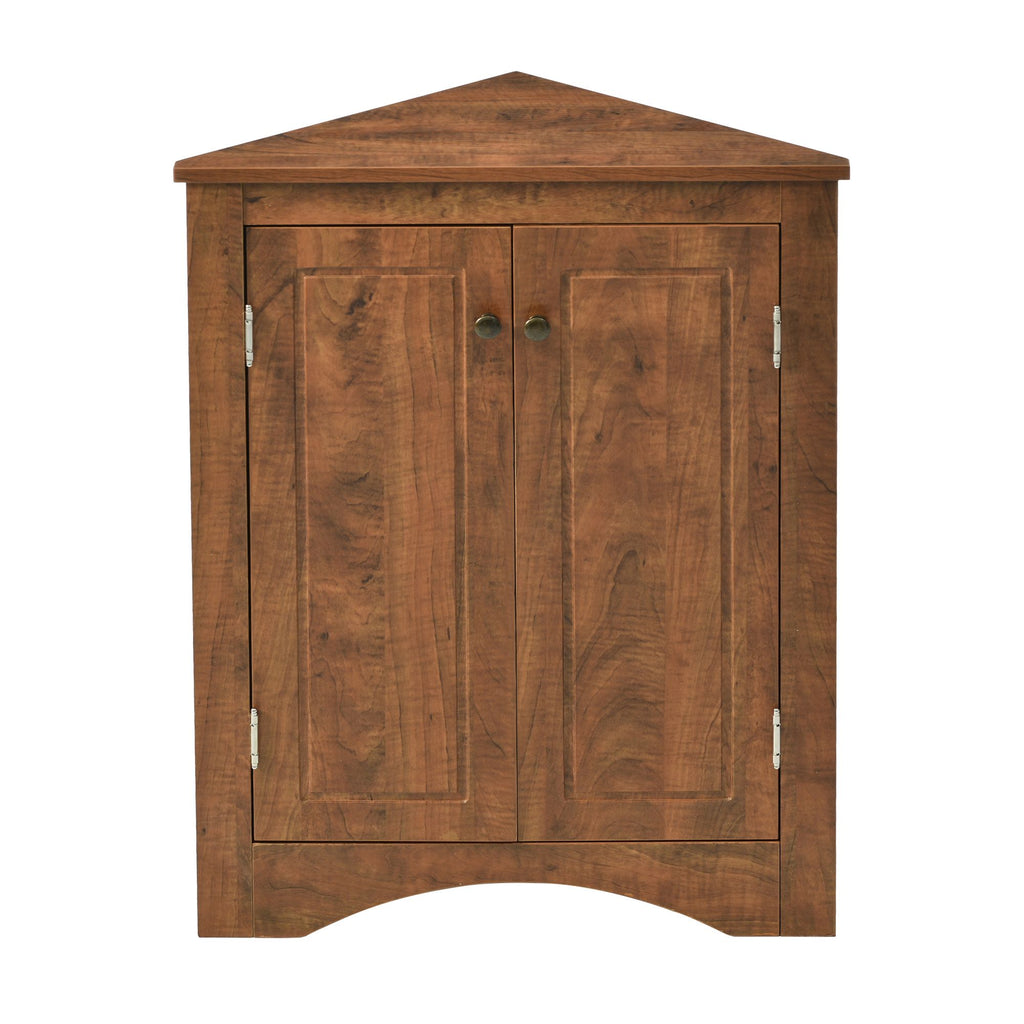 Triangle Corner Bathroom Cabinet with Adjustable Shelves and Brushed Nickel Knobs
