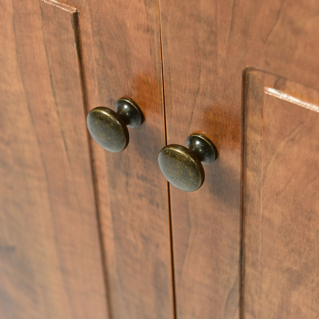 Triangle Corner Bathroom Cabinet with Adjustable Shelves and Brushed Nickel Knobs
