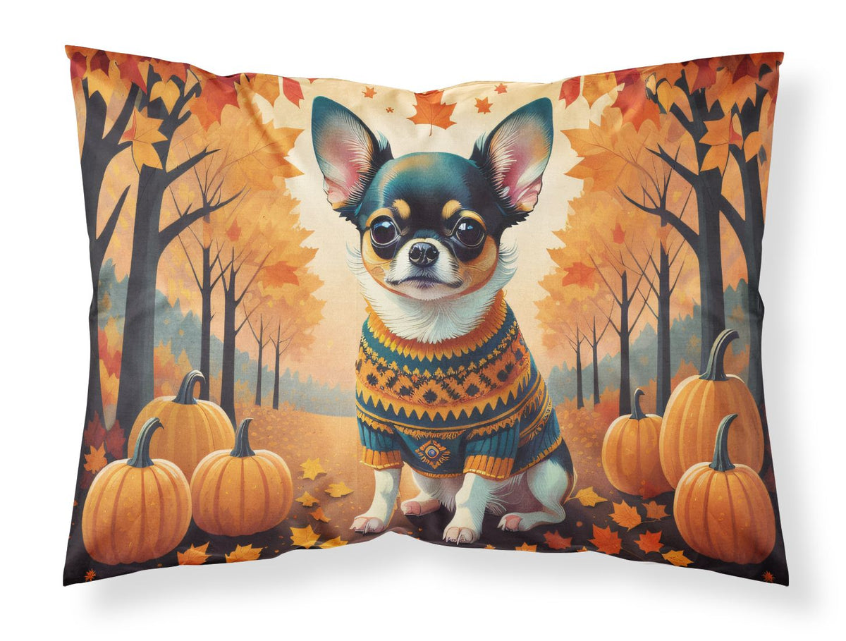 Tricolor Chihuahua Fall Standard Pillowcase Lightweight Super Soft Easy Care Decorative