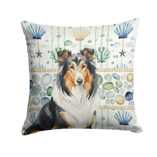 Tricolor Collie Coastal Sea Glass Accent Pillow